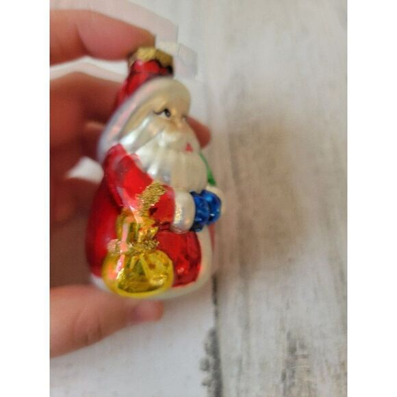 Santa toy sack pine tree blown glass ornament Xmas - Picture 5 of 5